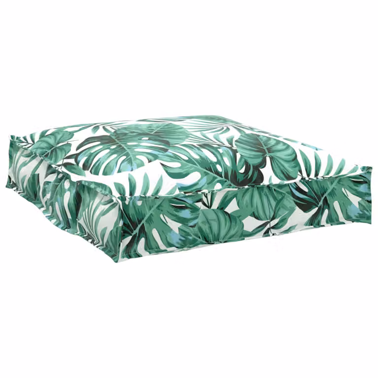 Cuscino da esterno vidaXL in tessuto Oxford con motivo foglia floreale, verde e multicolore, L 70 x P 70 x H 12 cm