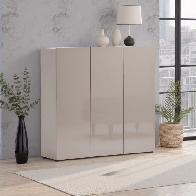 Mobile Portascarpe Sotto, Scarpiera 24 Paia Made in Italy, 120x34x115h cm Grigio Tortora