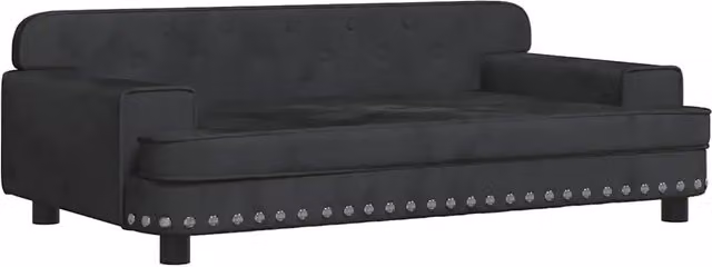Lettino per cani DESIGN IN in velluto nero con struttura in legno e imbottitura in schiuma L: 90 cm, P: 53 cm, H: 30 cm – 1