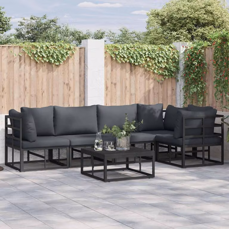 Maison Exclusive - Set da giardino composto da 6 pezzi, divano, colore nero, struttura in alluminio