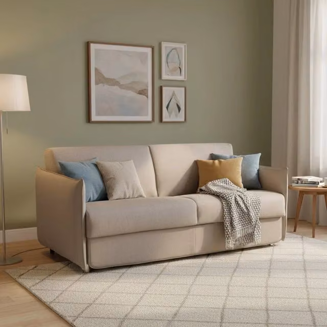 Divano Letto 2 Posti Follina DMORA Made in Italy, Grigio Tortora, L: 160 cm, P: 95 cm – 1