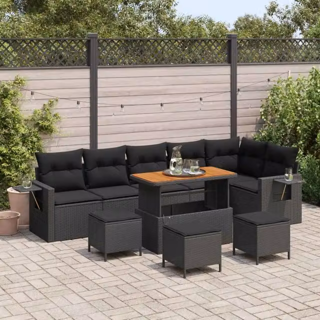 Set Divano da Giardino 12 pz Nero polyrattan 3363719