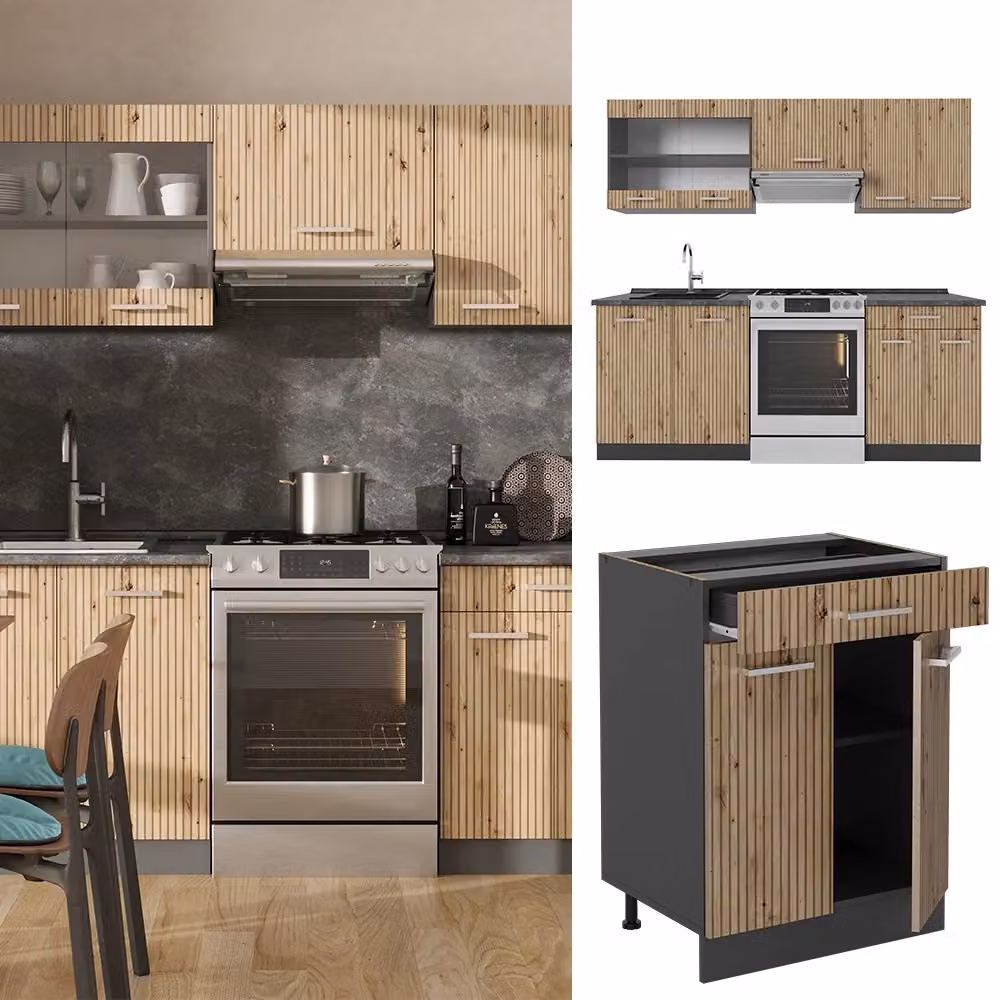 Cucina componibile moderna R-Line Vicco in Rovere e Antracite L: 200 cm – 2