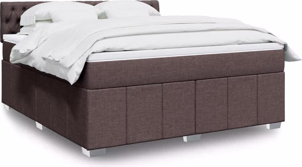 Maison Exclusive - Letto boxspring con materasso, marrone scuro, 180x200 cm, rivestimento in tessuto