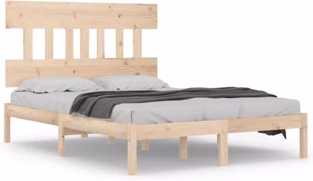 Letto matrimoniale per adulti in legno massello di pino stile rustico L/P/H: 160 x 200 x 165,5 cm