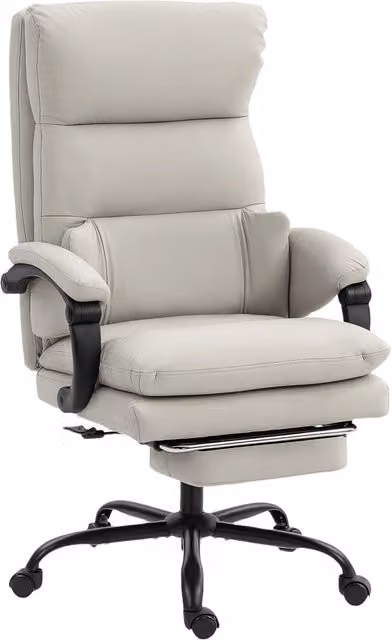 Sedia da Ufficio Ergonomica XYLO in Similpelle Grigio Chiaro con Poggiapiedi e Supporto Lombare