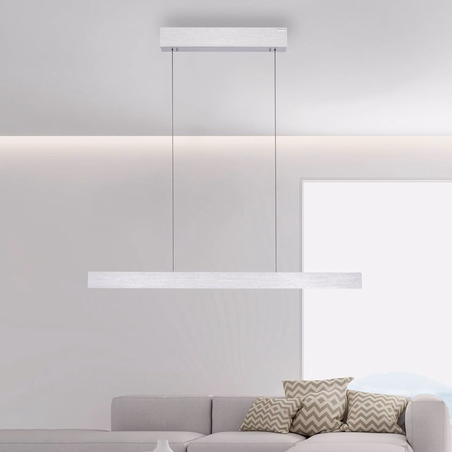 PURE Lampada LED a sospensione E-Motion, diamante, CCT dimmerabile, Alluminio / Grigio / Zincato, Soggiorno / Sala da pranzo, Alluminio, Moderno