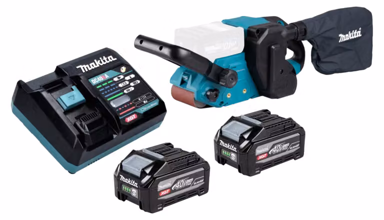 Levigatrice a nastro a batteria Makita BS 001 GU201 40 V max. 76 x 533 mm Brushless + 2 batterie da 4,0 Ah + caricabatterie
