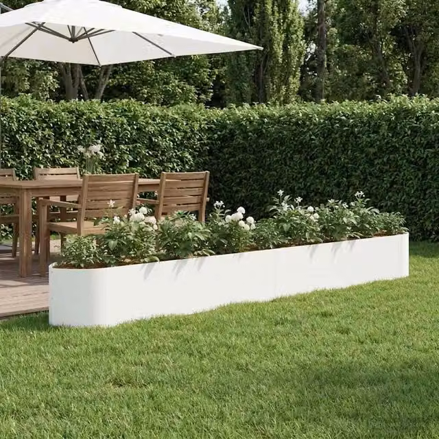 Letto rialzato da giardino vidaXL in acciaio bianco L: 380 cm, P: 40 cm, H: 40 cm