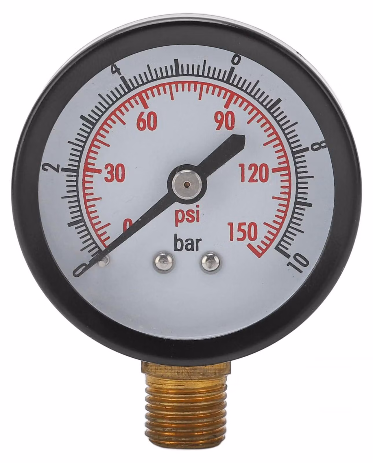 Manometro da 0 a 150 psi, 0 a 10 bar, attacco G1/4, ingresso inferiore