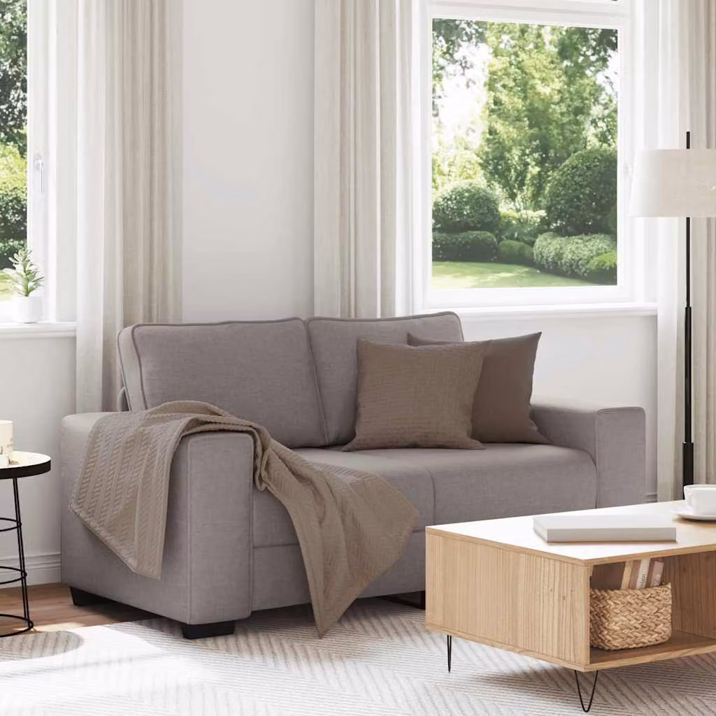 Divano a 2 posti moderno vidaXL in tessuto beige e grigio con cuscini inclusi L/P/H: 160 x 77 x 82 cm
