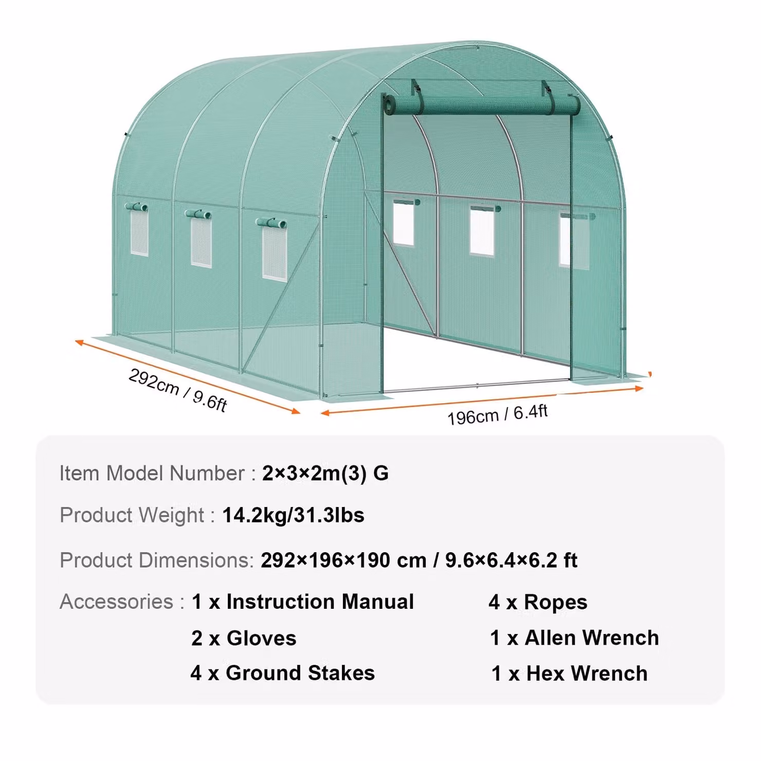 VEVOR Serra con porta accessibile, telaio in acciaio robusto e ventilazione regolabile, 10x7x7 verde