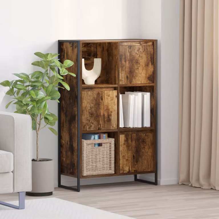 Armadio per Libri vidaXL in Stile Industrial, Rovere Fumo, L: 68 cm, P: 30 cm, H: 108 cm