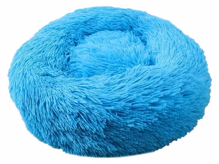 Cuccia per cani, cuccia per gatti, morbida, rotonda, in peluche, 100 cm, blu