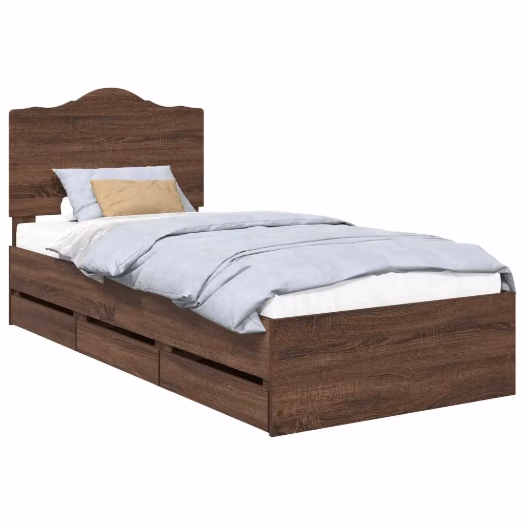 Letto moderno con cassetto vidaXL in legno color quercia marrone L/P/H: 90 x 190 cm – 2