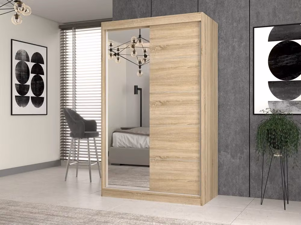 Armadio moderno con ante scorrevoli e specchio IGA 120 A/C rovere sonoma L: 120 cm – 2