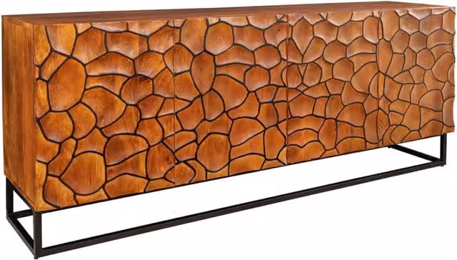 Buffet TERRAKAN Meublorama in legno di mango marrone con dettagli neri e design moderno 3D – 1