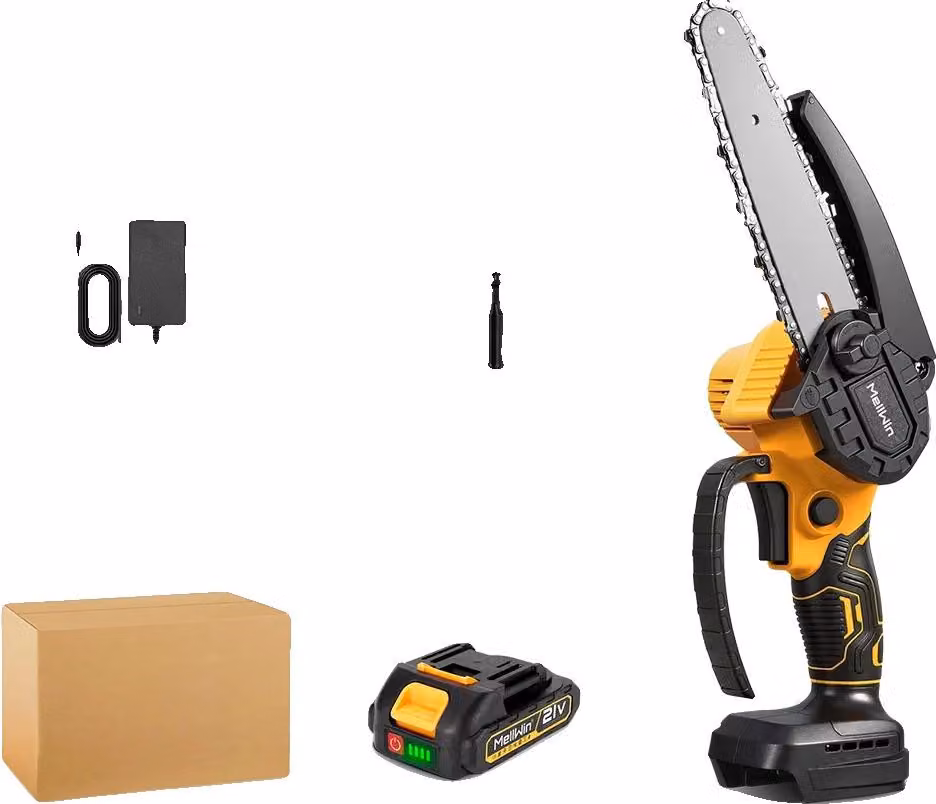 Motosega elettrica a batteria, catena da 6 pollici, potente motore brushless, set di 1 batteria