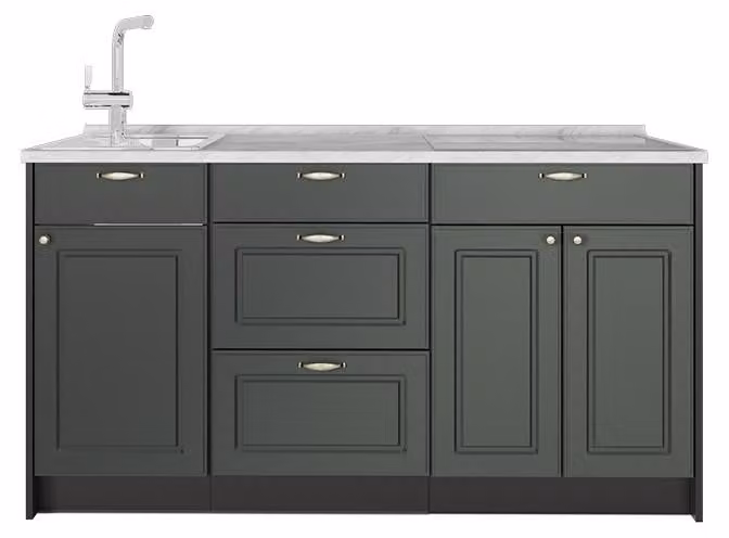 Cucine componibili piccole Vicco Fame-Line Verde-oro rustico 150 cm, PL Marmo, Model 65311