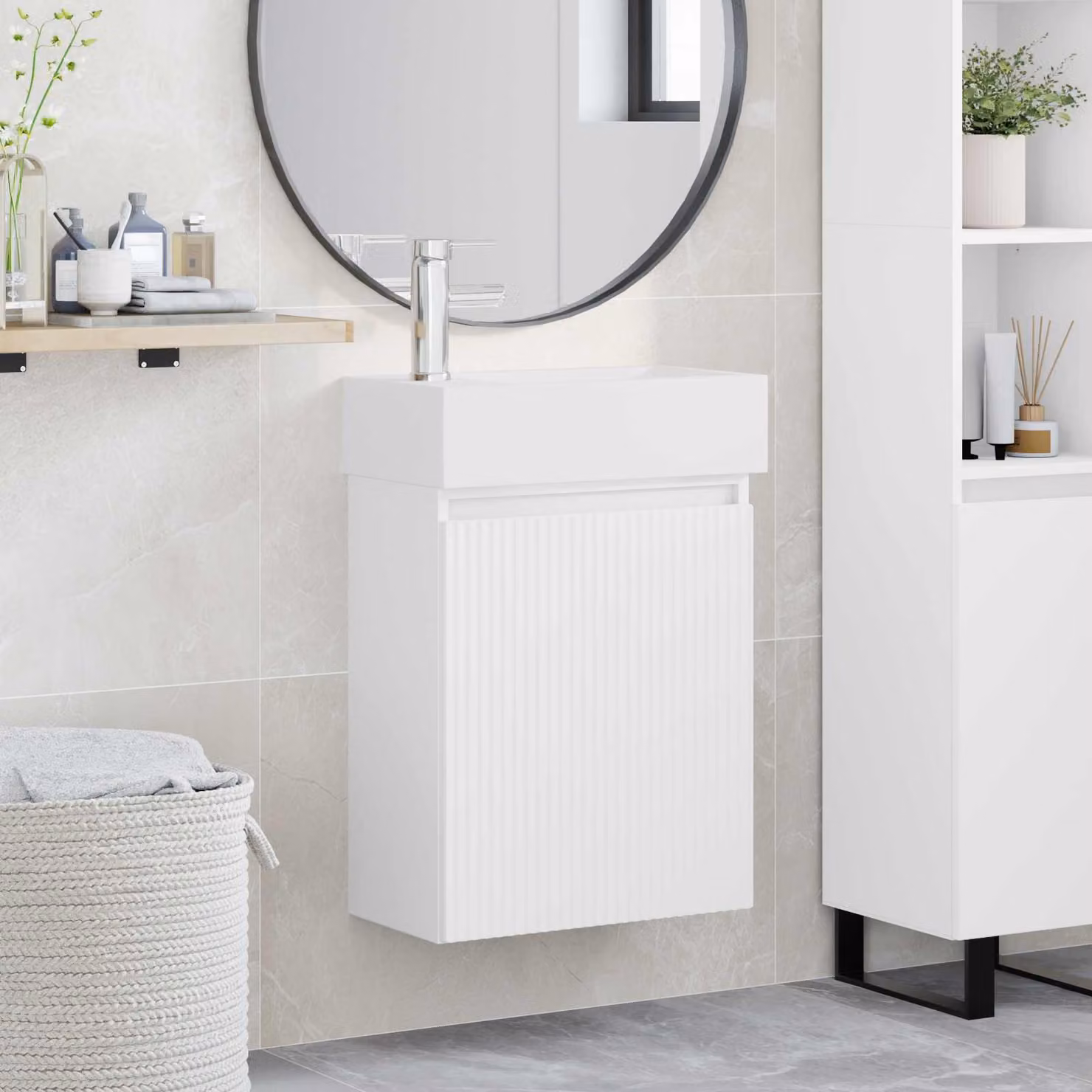 Mobile bagno con rubinetto vidaXL Bianco L 45,5 cm, P 22,5 cm, H 84 cm