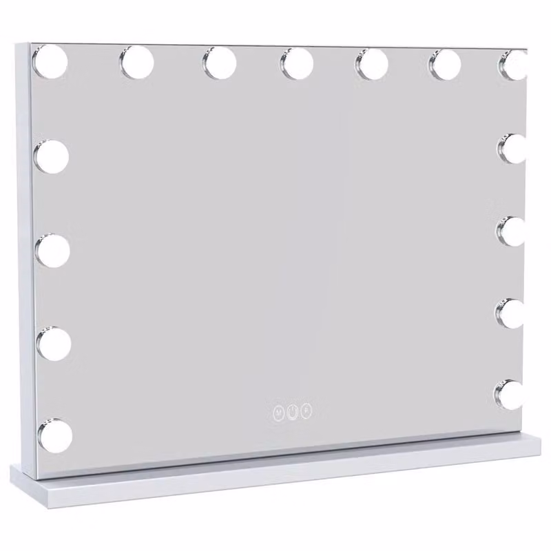 UNIQ Hollywood specchio per il trucco con 3 luci colorate, specchio cosmetico con 15 LED, 3000-6000K