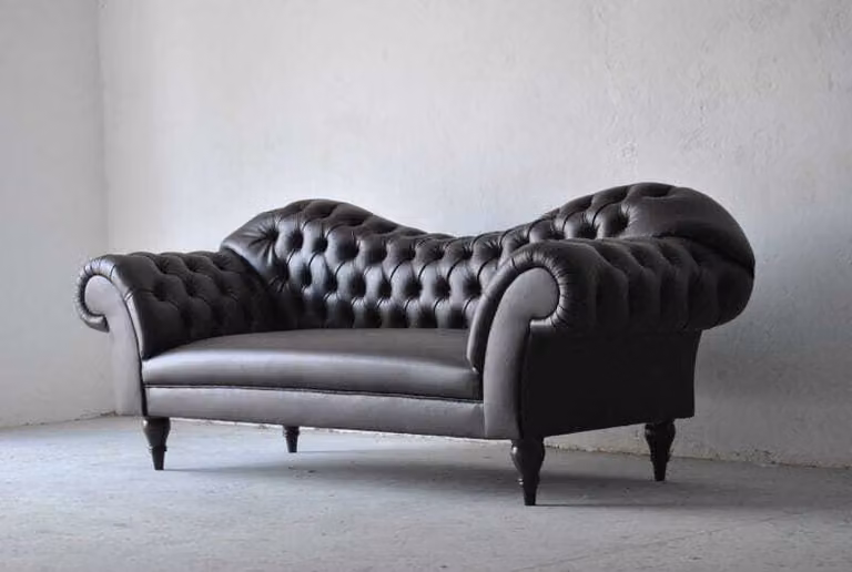 Dreisitzer Design Couch Polster Sitz Sofa 3 Sitzer Chesterfield Schwarz