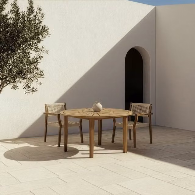 Tavolo da giardino rotondo Banak in legno massello di acacia colore nero diametro: 120 cm – 1