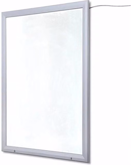 Bacheca porta poster GIORDANOSHOP in alluminio con apertura a ribalta e retroilluminazione LED, colore silver, L: 100 cm, H: 140 cm
