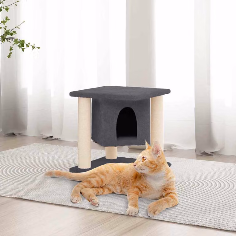 Albero per gatti vidaXL con tiragraffi in sisal sostituibile, colore grigio