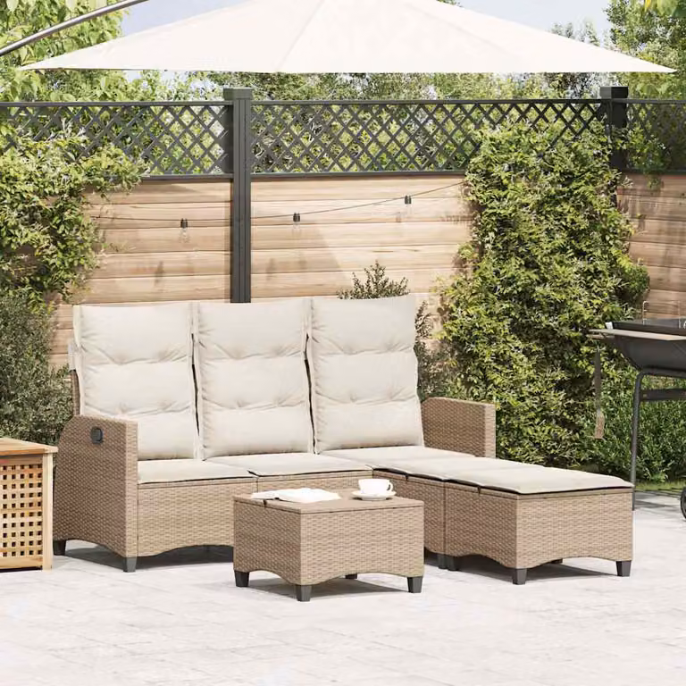 Maison Exclusive - Set Divano da Giardino 3 pz con Cuscini a L Beige in Polyrattan