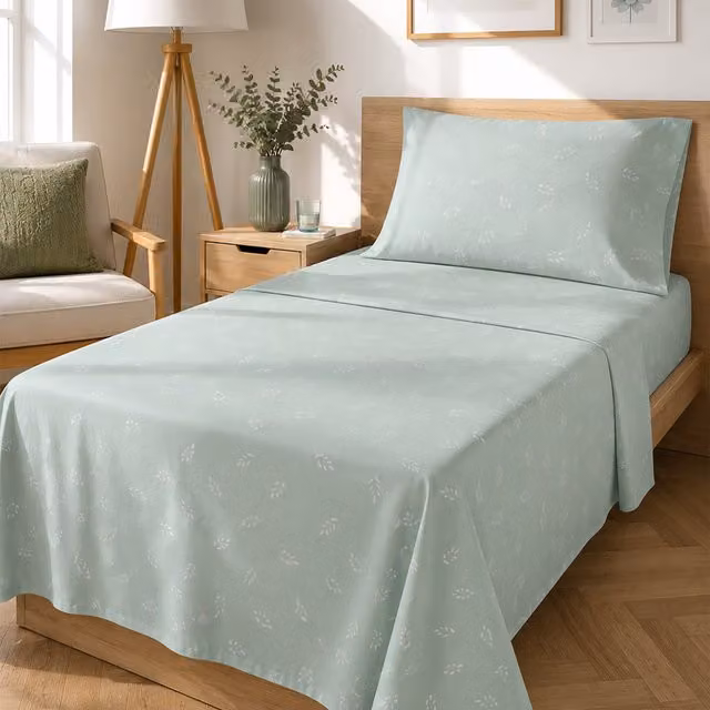 Completo letto singolo foglie verde