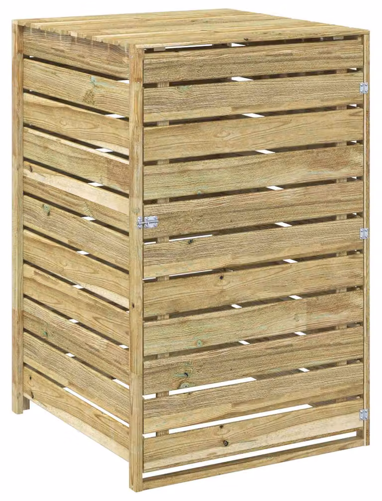 Contenitore per bidoni di rifiuti, adatto per 1 bidone da 240 litri, realizzato in legno di pino impregnato