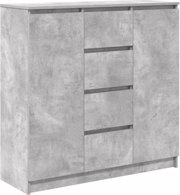 Credenza | Madia | Buffet da pranzo | Armadio da pranzo con Cassetti Grigio Cemento 100,5x35x98,5cm Truciolato