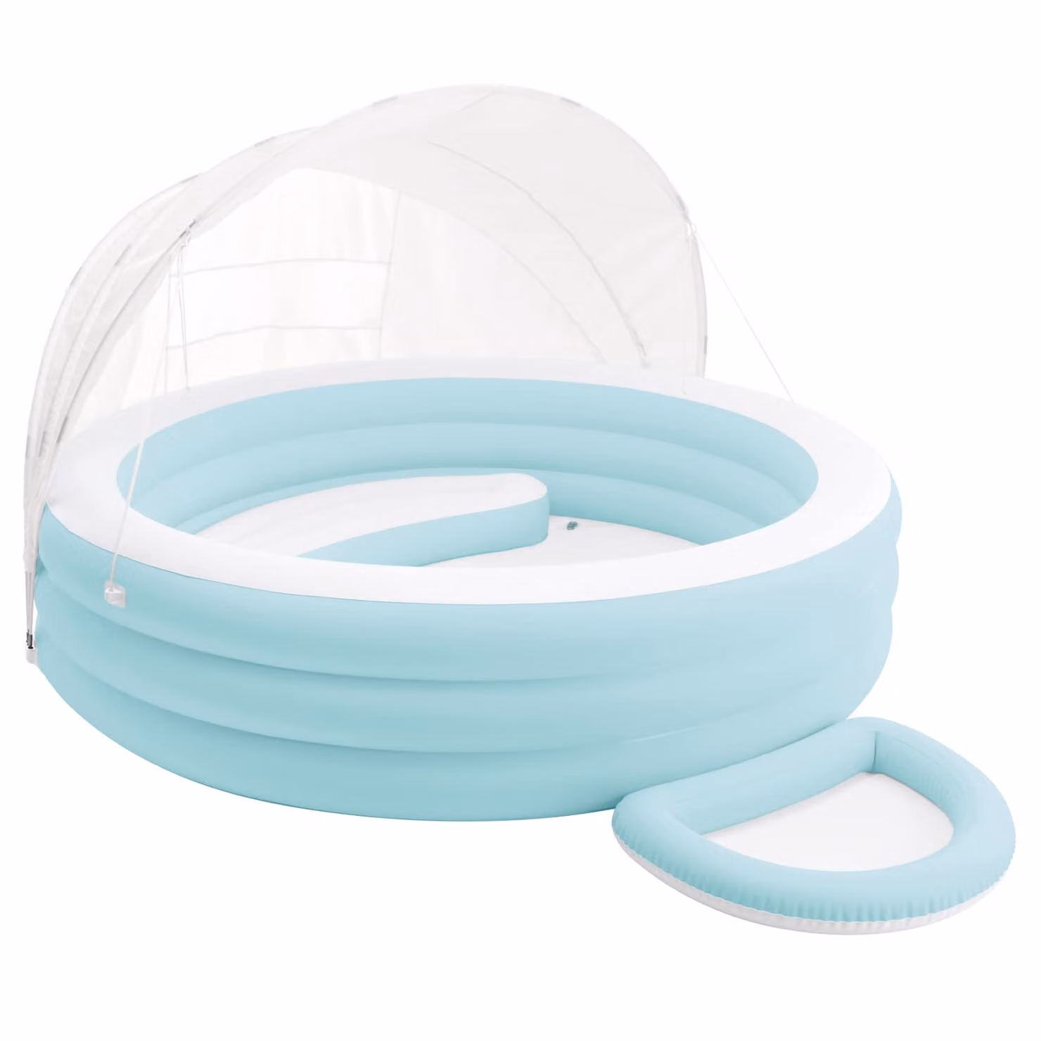 Intex Float Lounge da Piscina con Tenda Rotondo, Blu, Bianco e Turchese, L: 277 cm, P: 221 cm, H: 137 cm