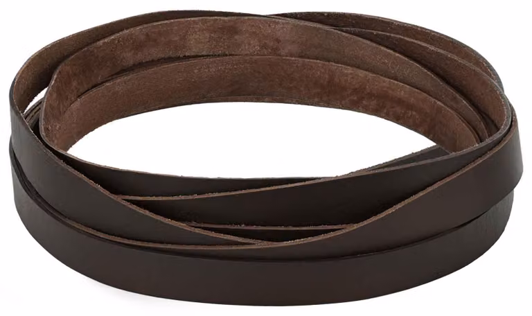 Cintura in pelle marrone scuro, 200 x 1,5 cm, realizzata in pelle