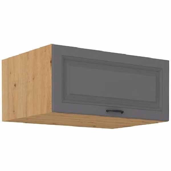 Armadietto profondo per cappa aspirante SOPHIA - larghezza 80 cm, grigio / rovere artisan