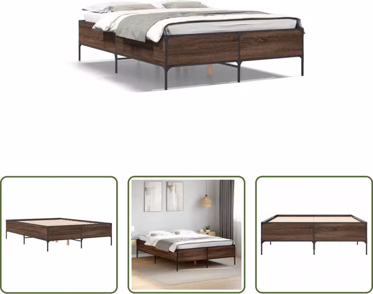 The Living Store Struttura letto in rovere marrone 140x200 cm Materiale legno Metallo