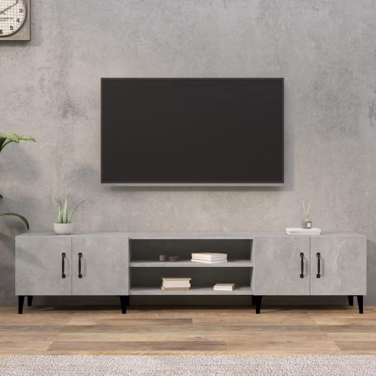 vidaXL Mobile Porta TV Moderno Grigio Cemento in Legno e Metallo L: 180 cm, P: 31,5 cm, H: 40 cm