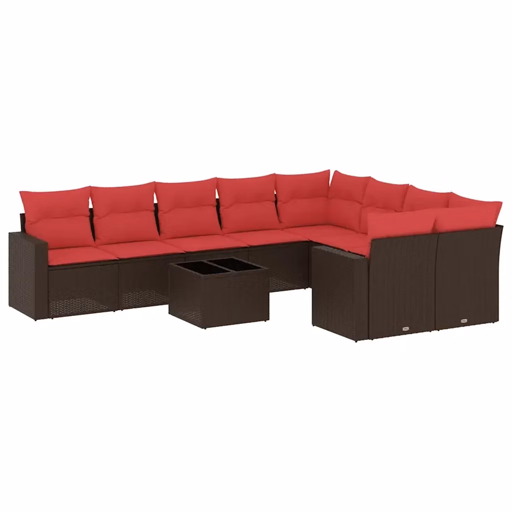 vidaXL Set Divani da Giardino a L con Cuscini in Polyrattan Marrone e Tavolino, Struttura in Metallo e Tessuto Resistente ai Raggi UV – 2