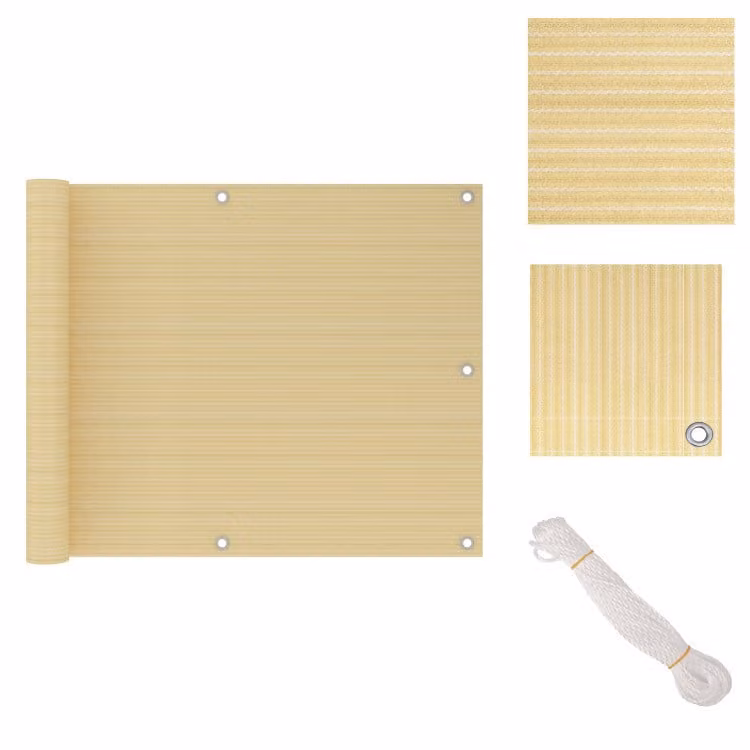 vidaXL Schermo per balcone, beige, 75x500 cm, HDPE - Ombrelloni e protezioni solari