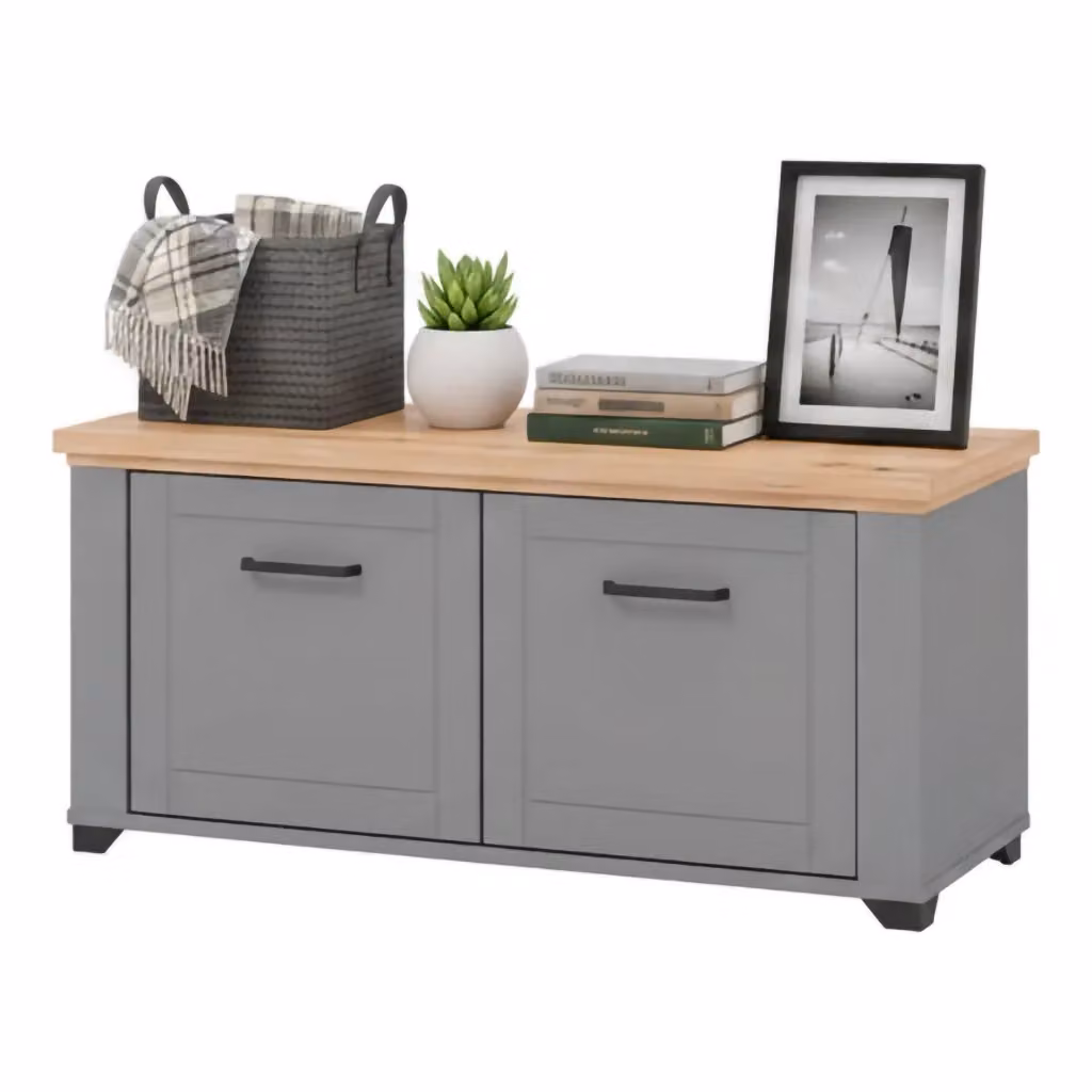 Mobile da ingresso Menfi DMORA in legno color grigio e rovere, L: 103.5 cm, P: 41 cm, H: 47.5 cm – 2