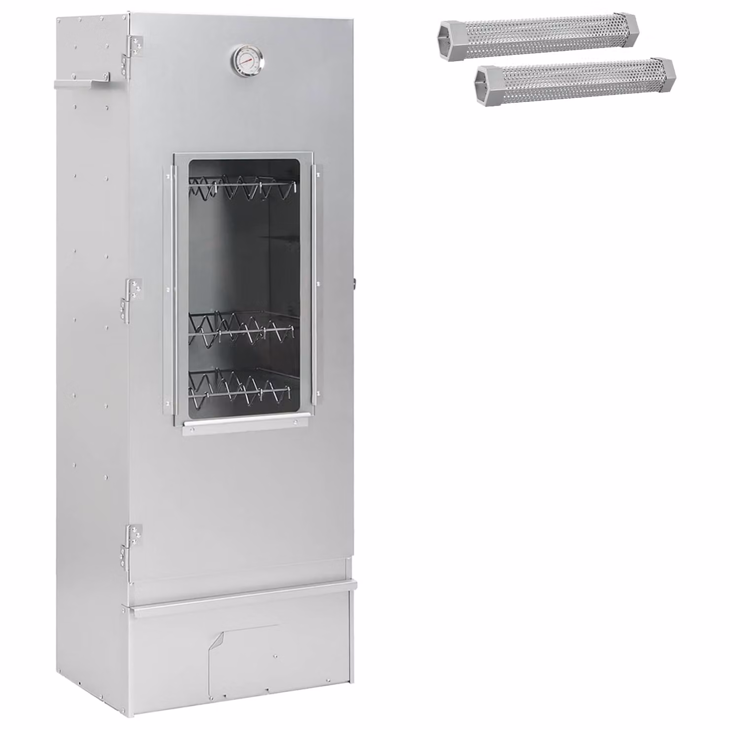 vidaXL Forno Affumicatore Verticale a Pellet in Acciaio Zincato Argento L/P/H: 44,5 x 29 x 110 cm