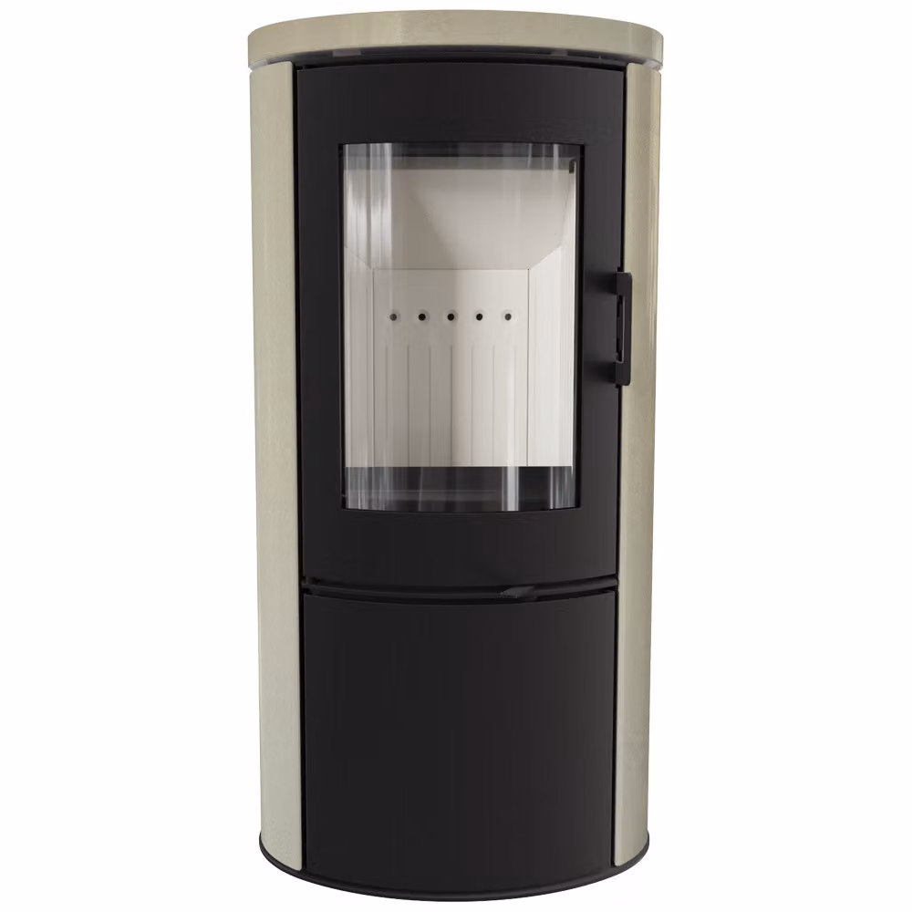 Stufa a legna in acciaio KRATKI AB S/DR ECO 5,5 kW Ø 150 crème rivestimento decorativo