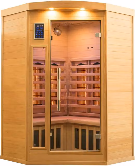 Sauna Finlandese ad Infrarossi Apollon 2C da 2/3 Posti in Legno di Abete Marrone L 120 cm x P 120 cm x H 190 cm – 1