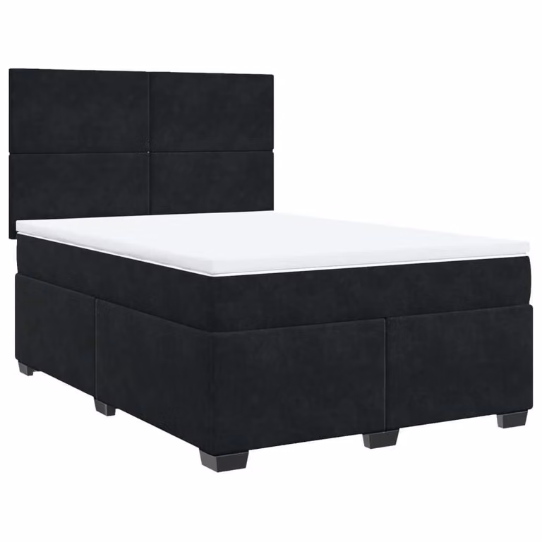 Giroletto a Molle con Materasso Nero 140x190 cm in Velluto