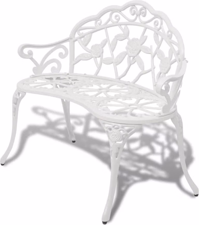 The Living Store panchina da giardino 100 cm in fusione di alluminio bianco