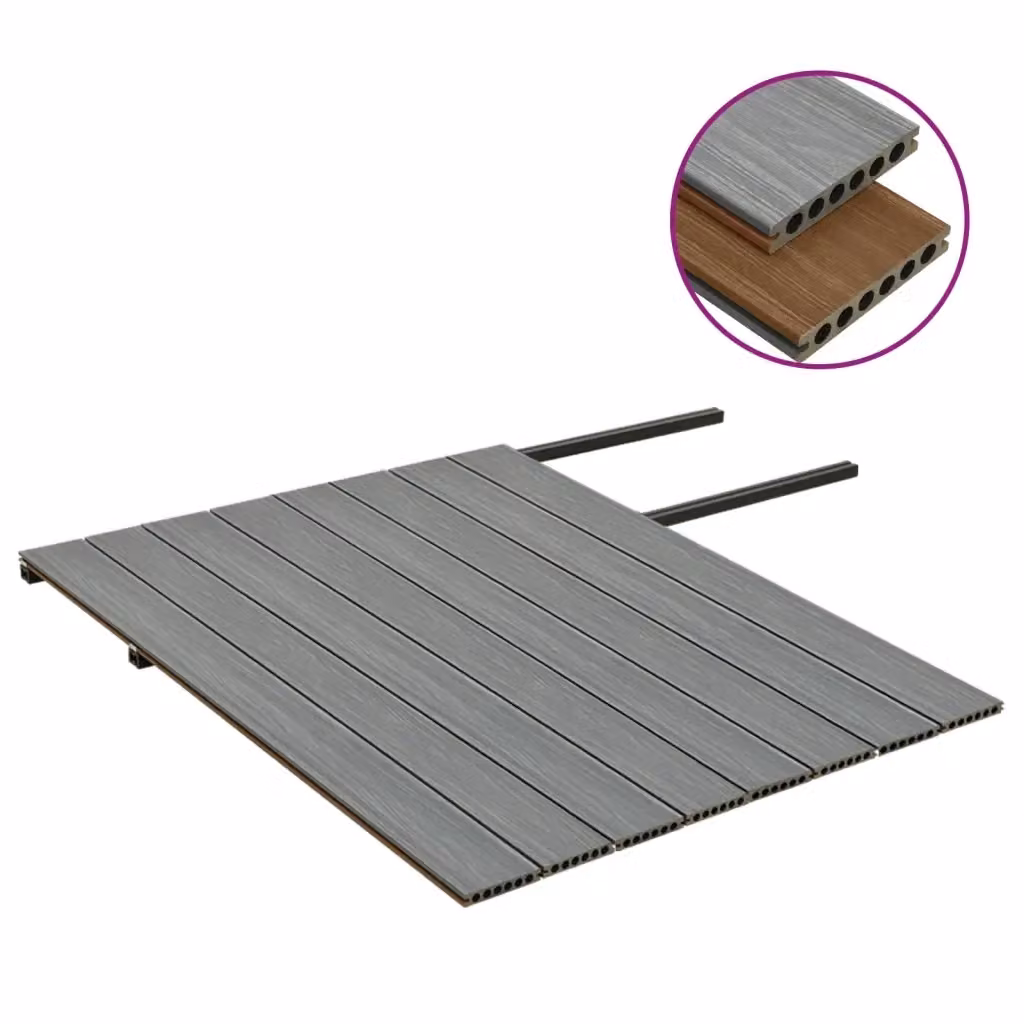 Set di listoni per decking in WPC vidaXL con accessori, marrone e grigio, 16 m² – 2