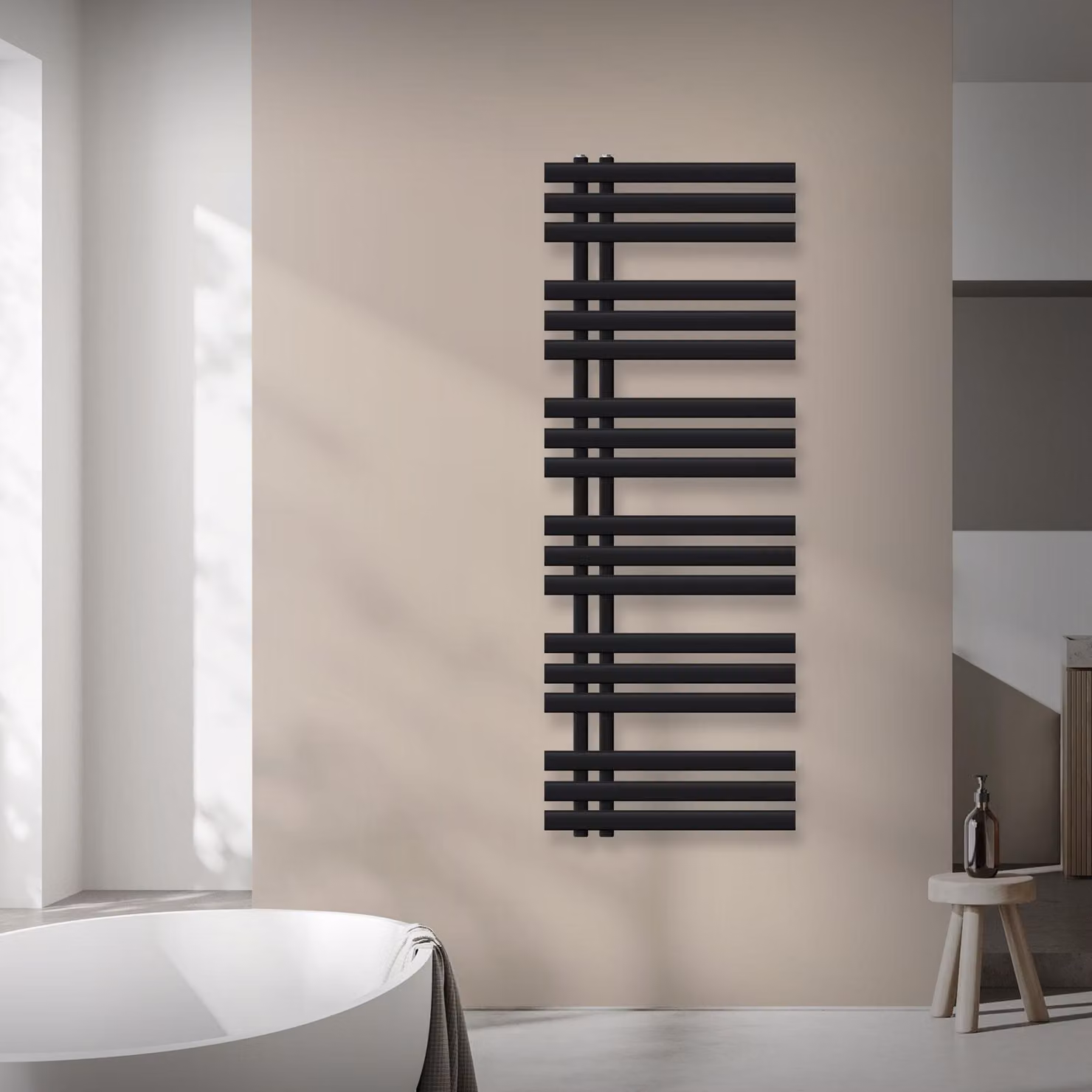 Radiatore da bagno LuxeBath Design, 500x1400 mm, nero, incl. set di montaggio, senza elemento riscaldante