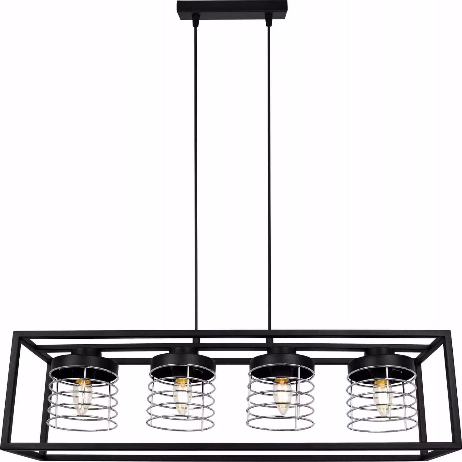 Rasti Cage lampada a sospensione - lampada da soffitto per soggiorno, camera da letto e sala da pranzo - luce a sospensione in metallo e vetro - E27 - cromo - 4 luci