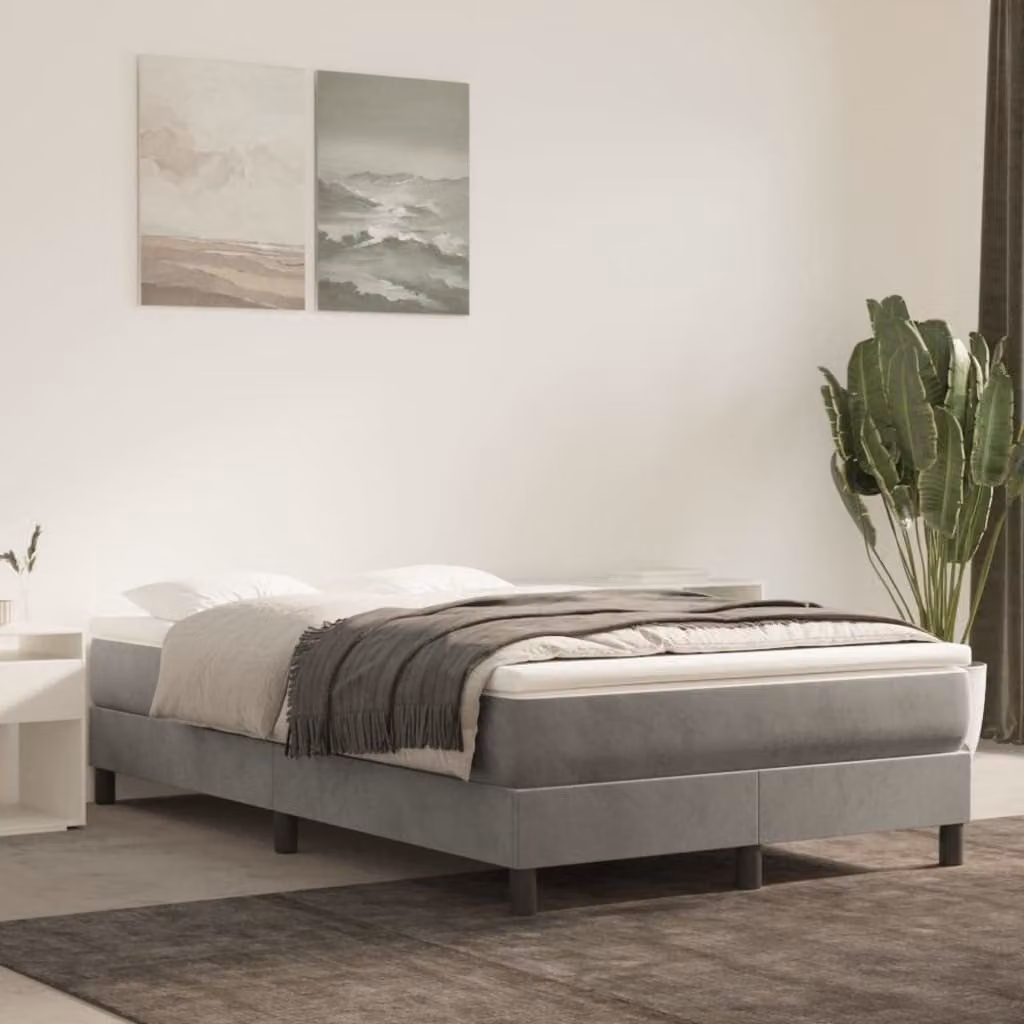 Materasso a Molle Insacchettate Rigidità Media Grigio Chiaro 120x200x20 cm in Velluto